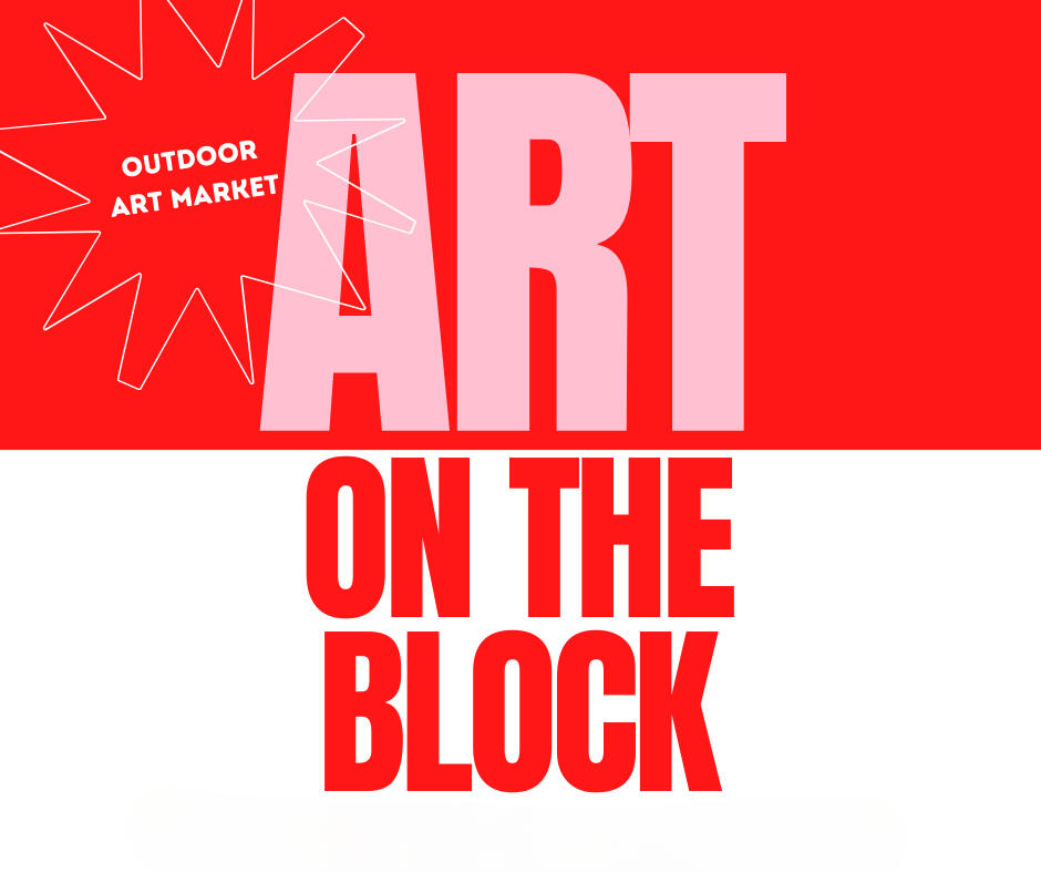 The logo for "Art on the Block" an urban outdoor arts and makers market. Overlooking the Hudson River it takes place on Broadway produced by Eric Jarmann and Jacqui Watkins from Newburgh Mercantile Gift Shop and Custom Picture Framing